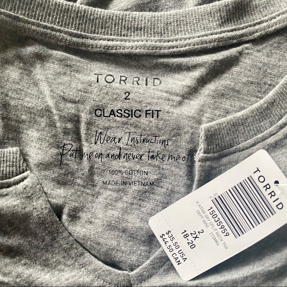 SPLIT NECK TANK -HERITAGE SLUB TANK, HEATHER GREY - Picture 5 of 5